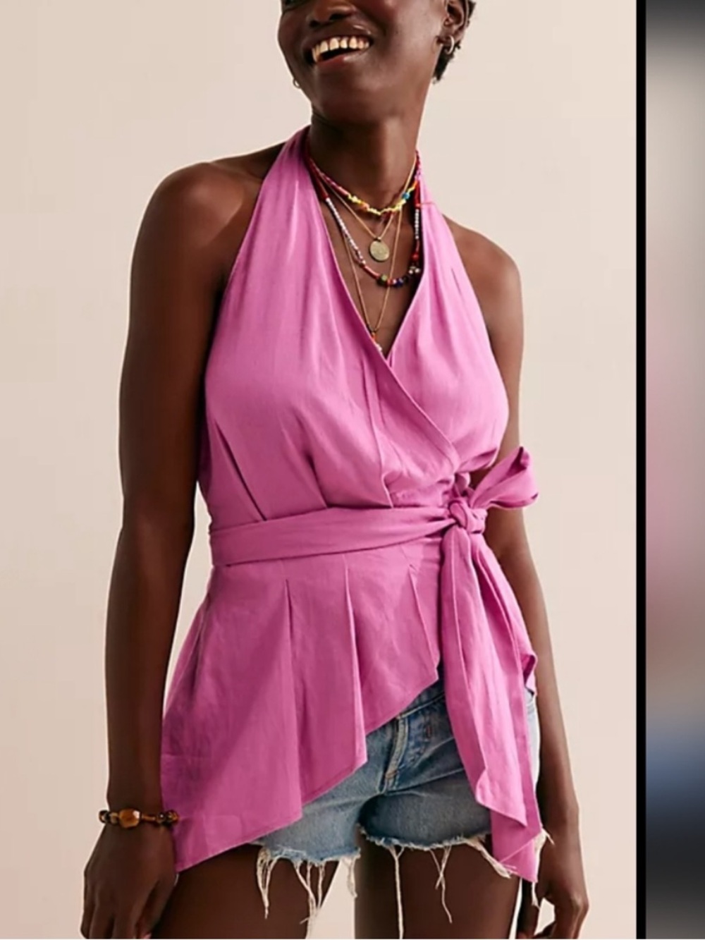 free people wrap halter top